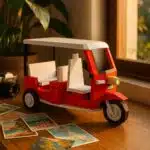 Tuk-tuk - Driekkerige Aziatische driewieler in papercraft 3D, weergave 4