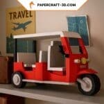 Papercraft tuk-tuk in 3D origami