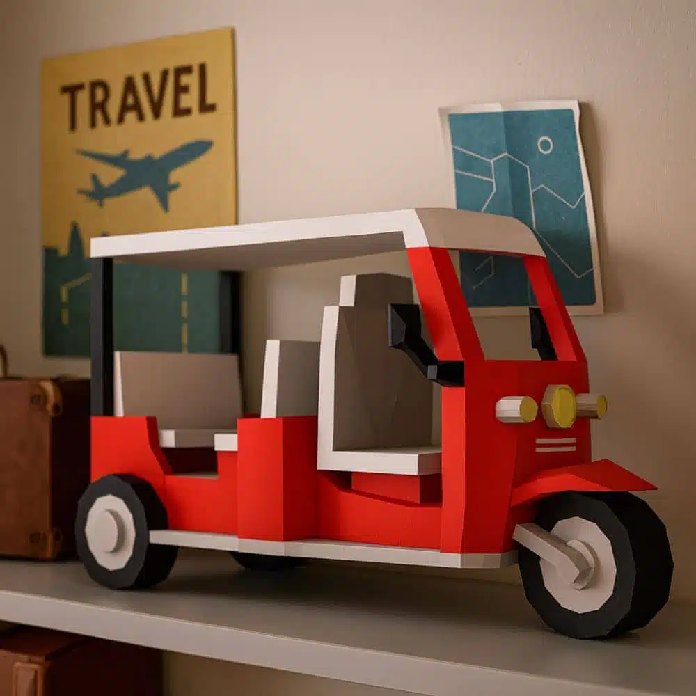 Tuk-Tuk – Asiatischer Dreirad-Transporter als 3D-Papercraft