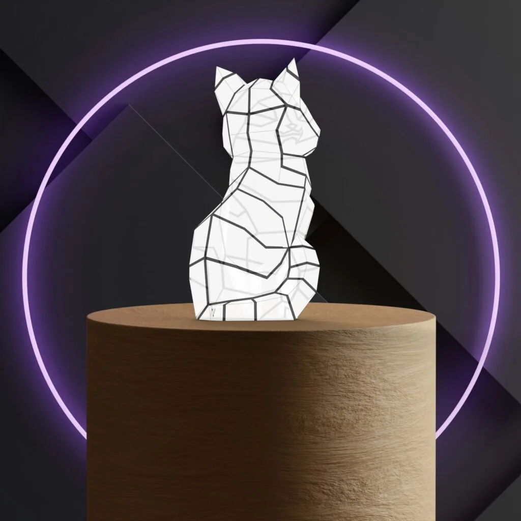 Veilleuse gatto carino in papercraft 3D
