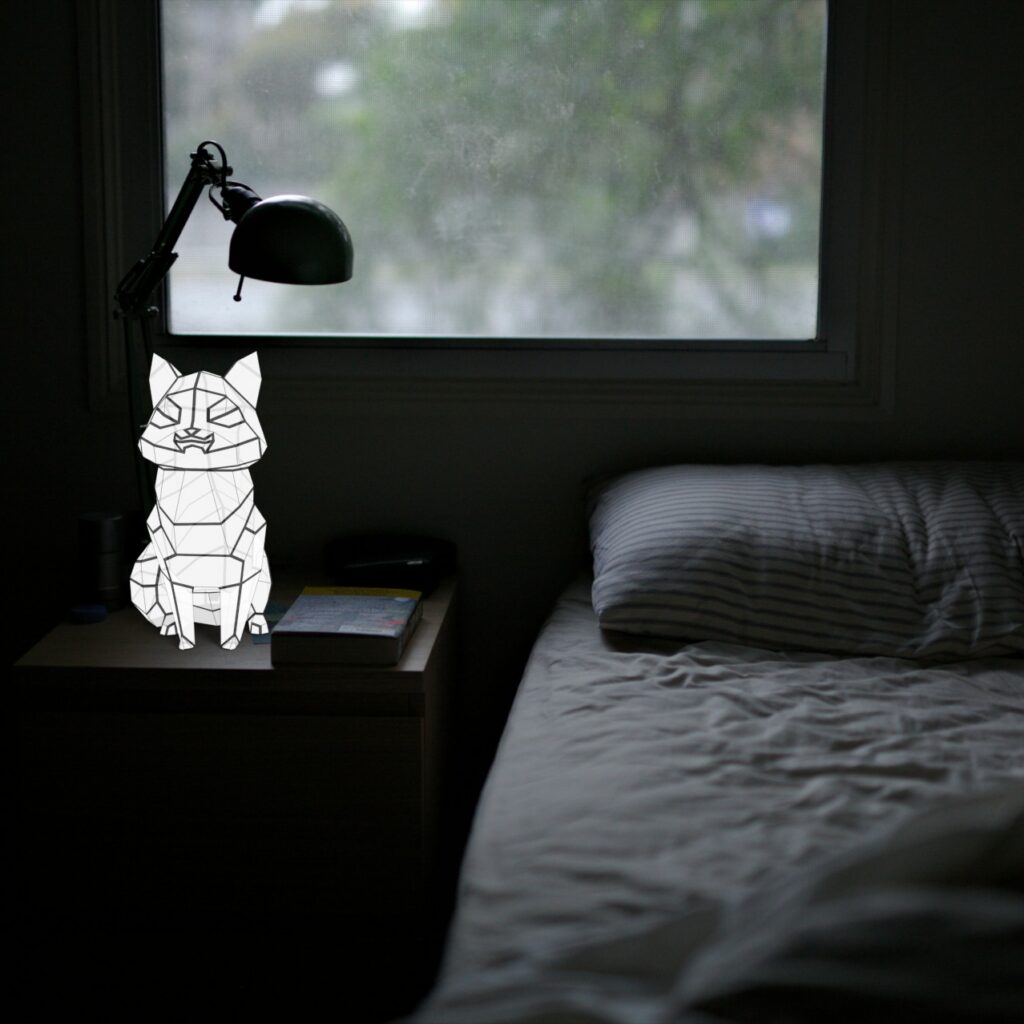 Veilleuse gatto carino in papercraft 3D