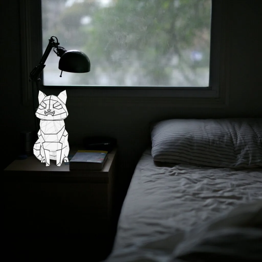 Veilleuse gatto carino in papercraft 3D