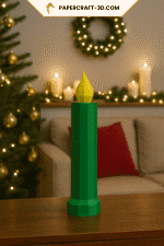Bougie de Noël rouge et verte en Papercraft 3D