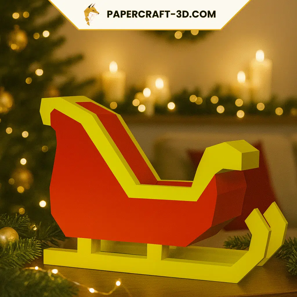 Bougie de Noël rouge et verte en Papercraft 3D