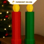 Bougie de Noël rouge et verte en Papercraft 3D