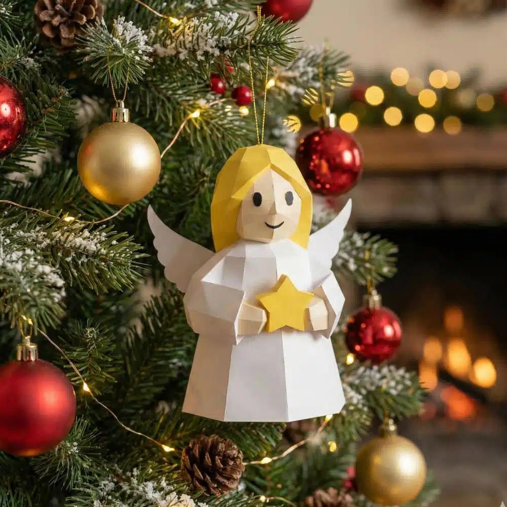 Ange de Noël papercraft 3D, vue 2