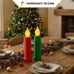 Rote und grüne 3D-Weihnachtskerze aus Papier
