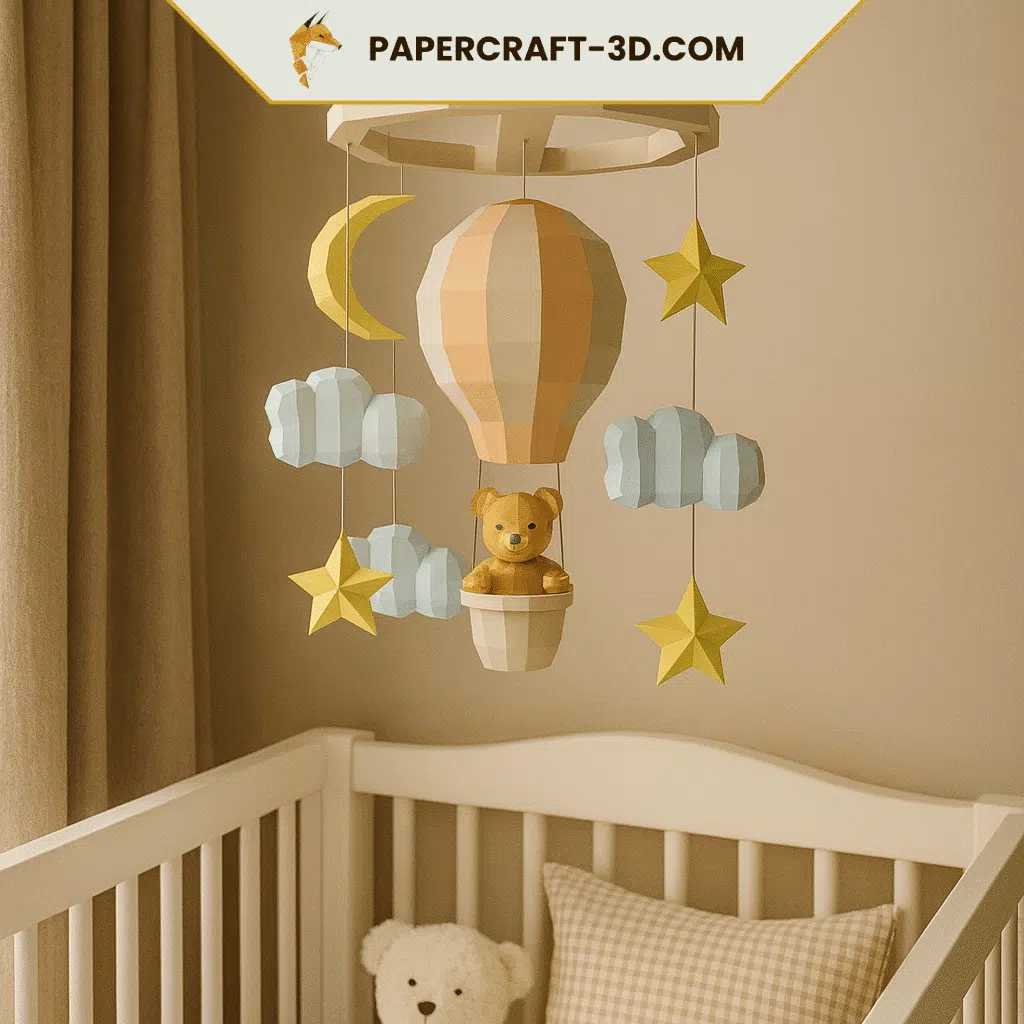 Mobile pour bébé ourson en papercraft 3D