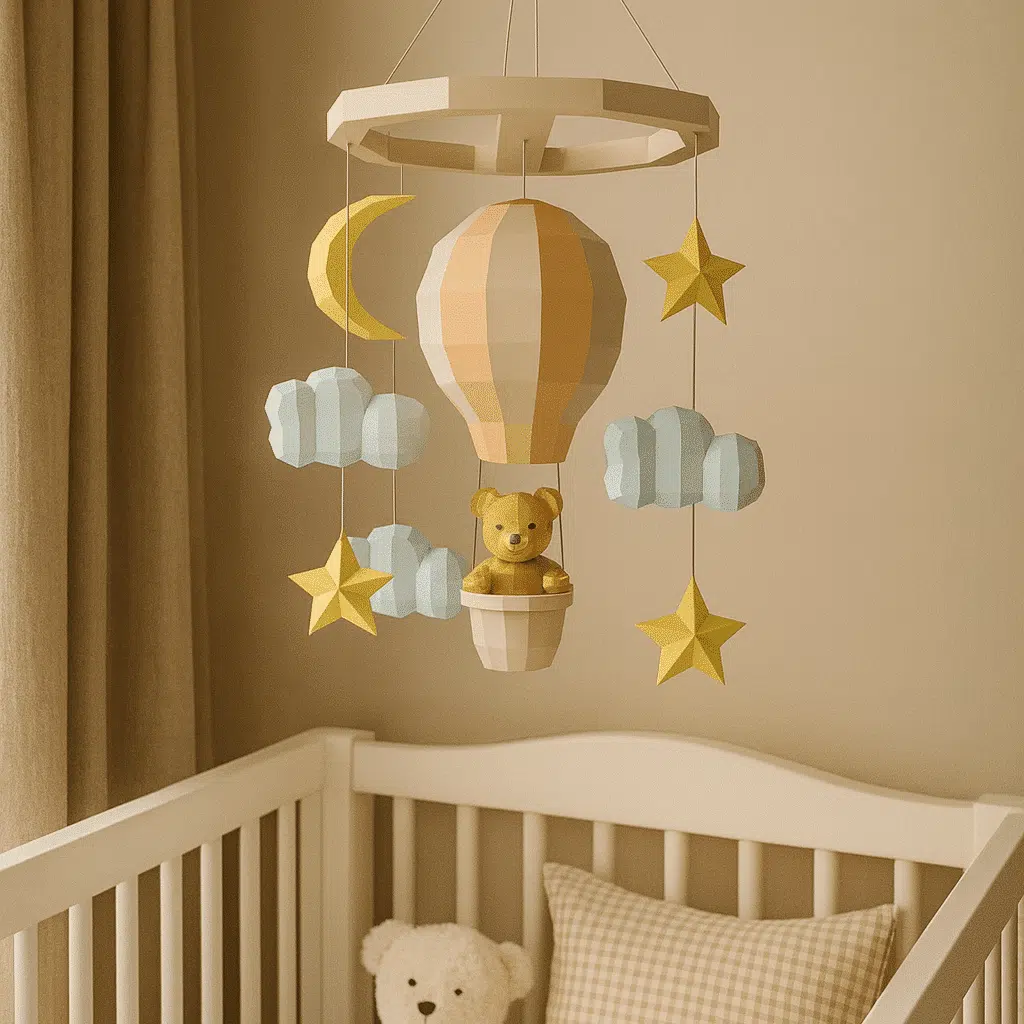 Mobile pour bébé ourson en papercraft 3D