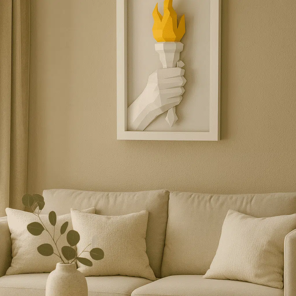 Quadro chama olímpica em papercraft 3D