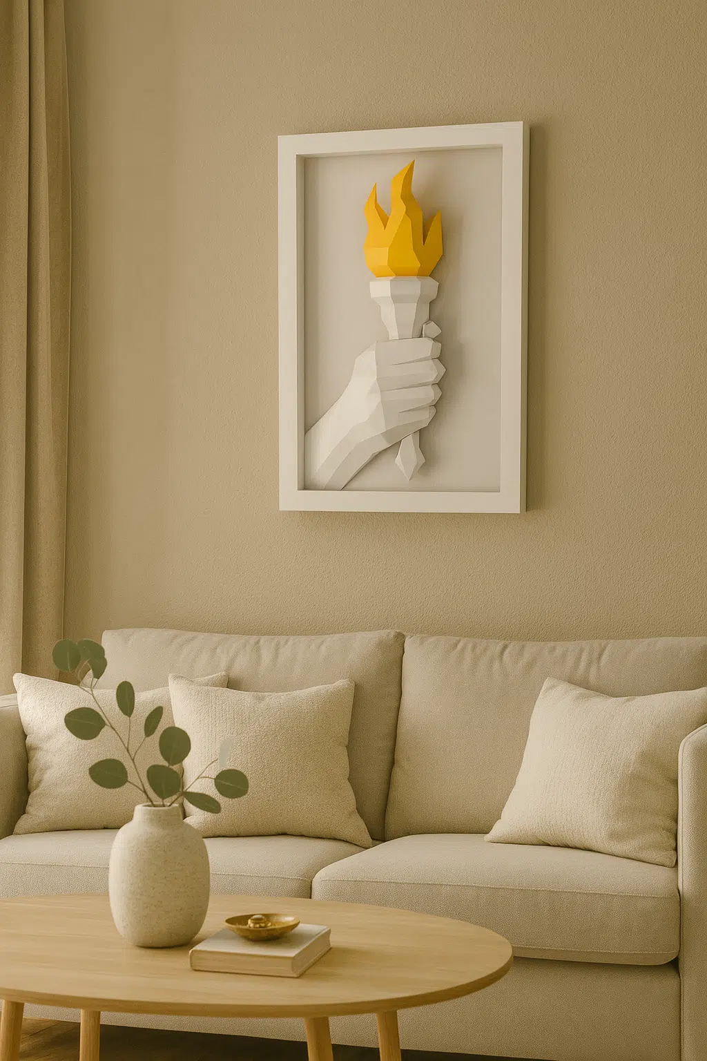 Tableau flamme olympique en papercraft 3D Tableau flamme olympique en papercraft 3D