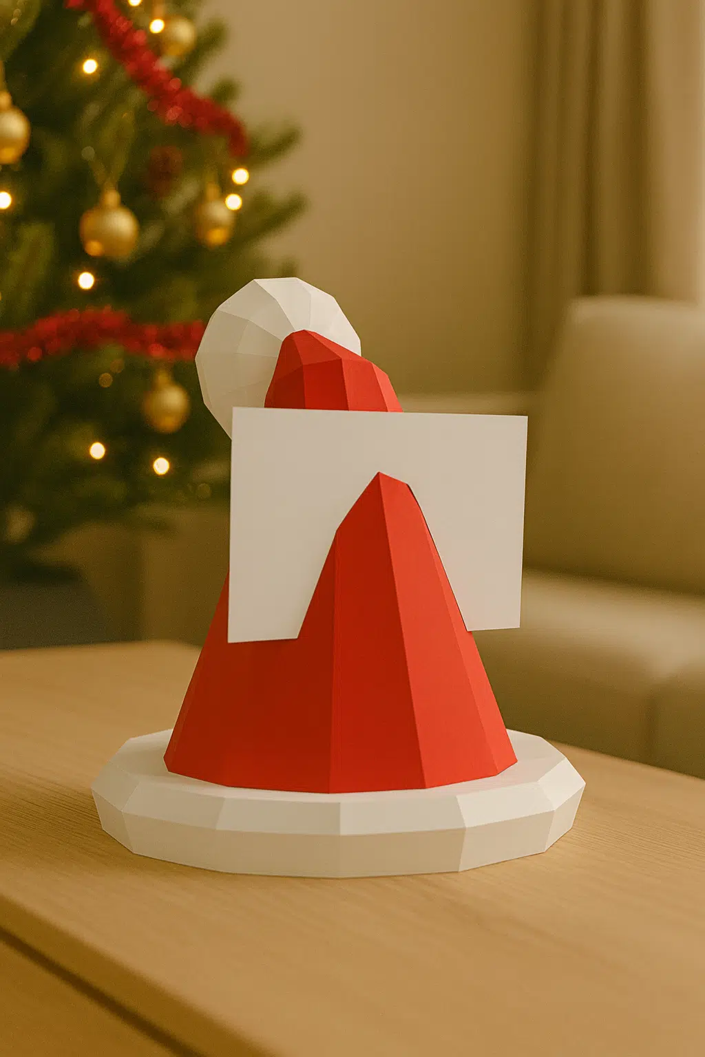 Chapeau du père Noël en Papercraft 3D, vue 5