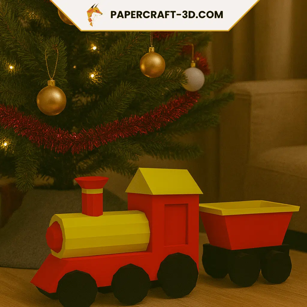 Petit train de Noël en Papercraft 3d Petit train de Noël en Papercraft 3d
