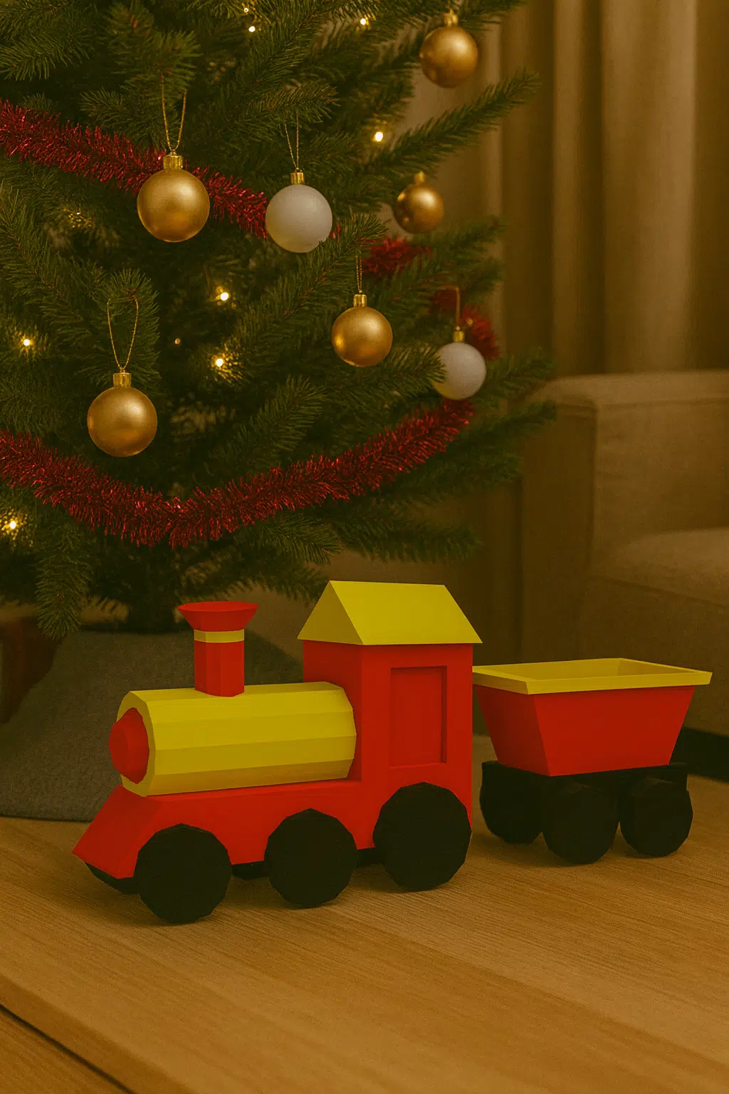 Petit train de Noël en Papercraft 3d Petit train de Noël en Papercraft 3d