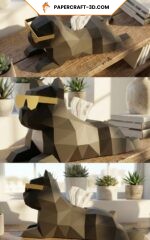 Chien bulddog boite de mouchoir papercraft 3D