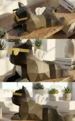 Bulldog doos voor zakdoeken papercraft 3D, weergave 4