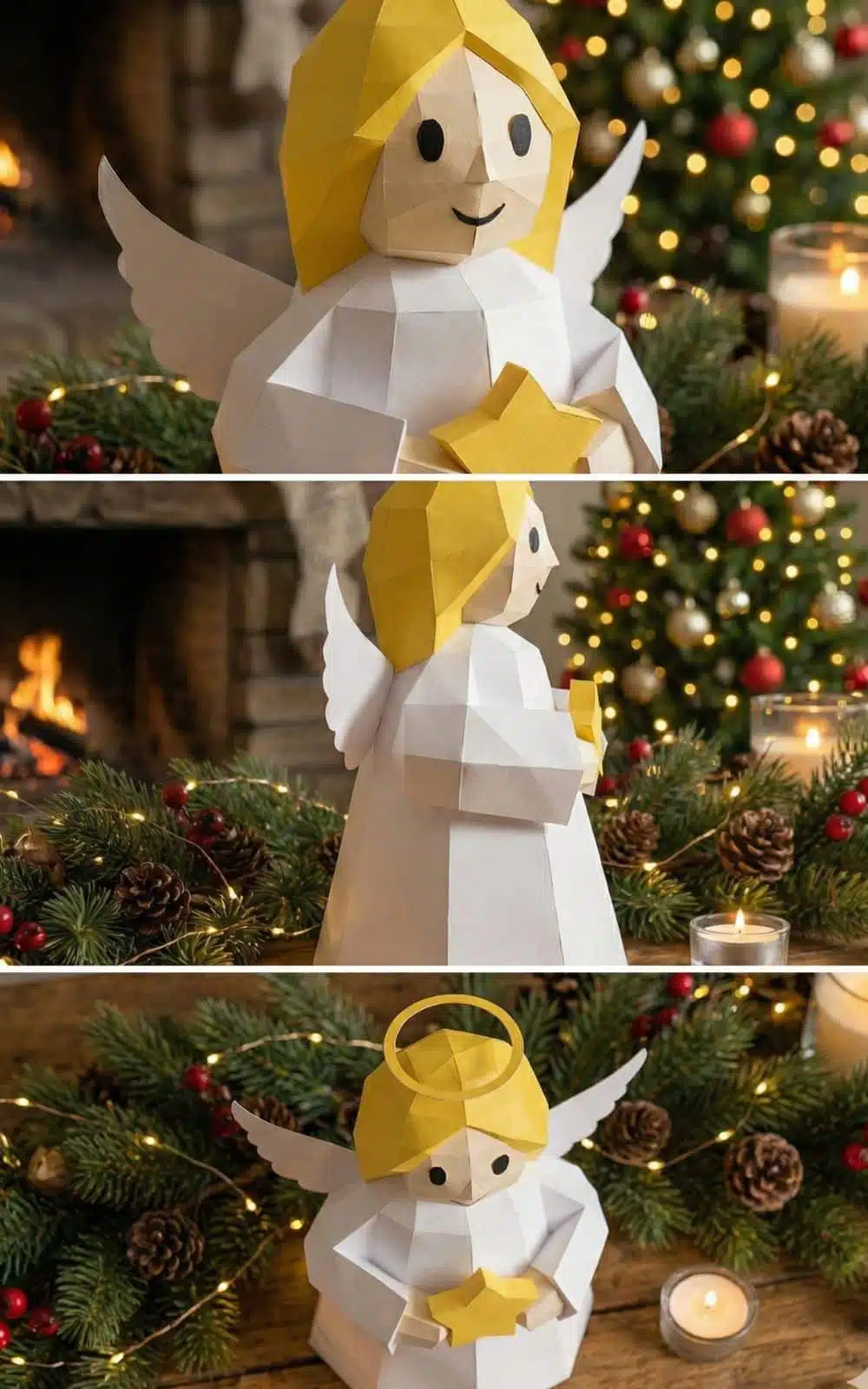 Ange de Noël papercraft 3D, vue 3