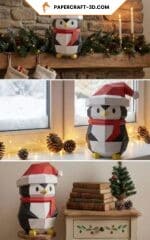 Pingouin de Noël papercraft 3D
