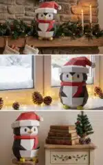Pingouin de Noël papercraft 3D, vue 3