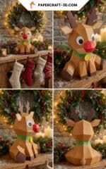 Renne de Noël en papercraft 3D