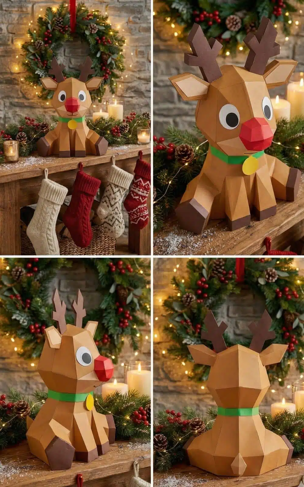 Rena de Natal em papercraft 3D