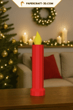 Bougie de Noël rouge et verte en Papercraft 3D