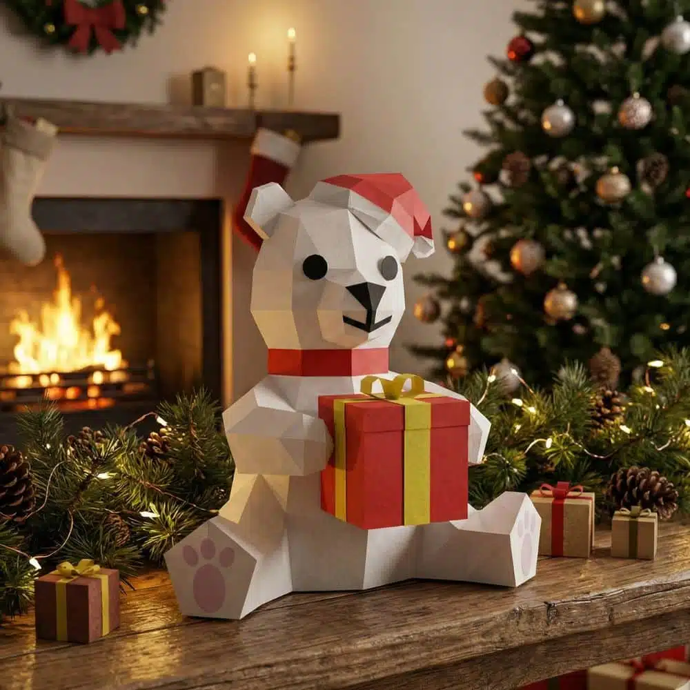 Urso de Natal Papercraft 3D