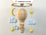 Mobile pour bébé ourson en papercraft 3D