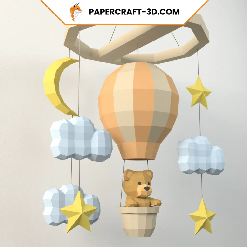 Mobile pour bébé ourson en papercraft 3D