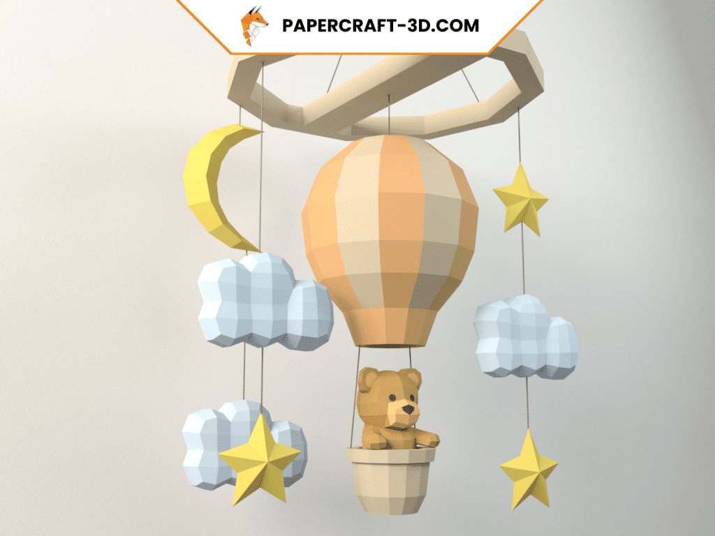 Mobile pour bébé ourson en papercraft 3D