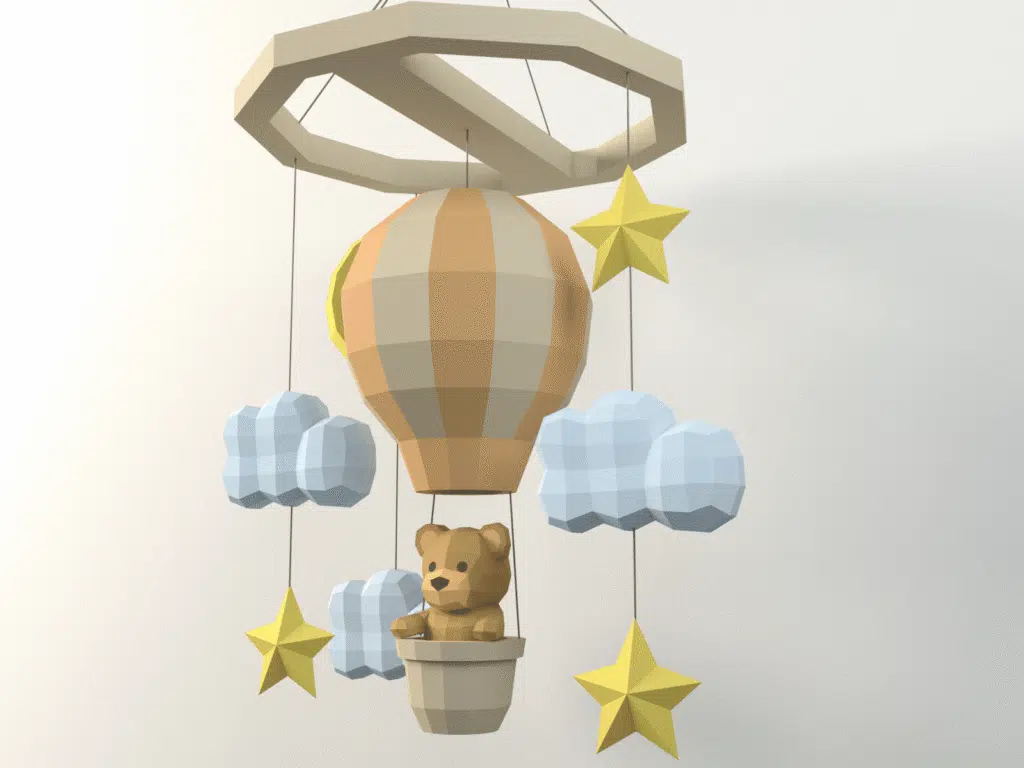 Mobile van babyberen in 3D papercraft, weergave 4