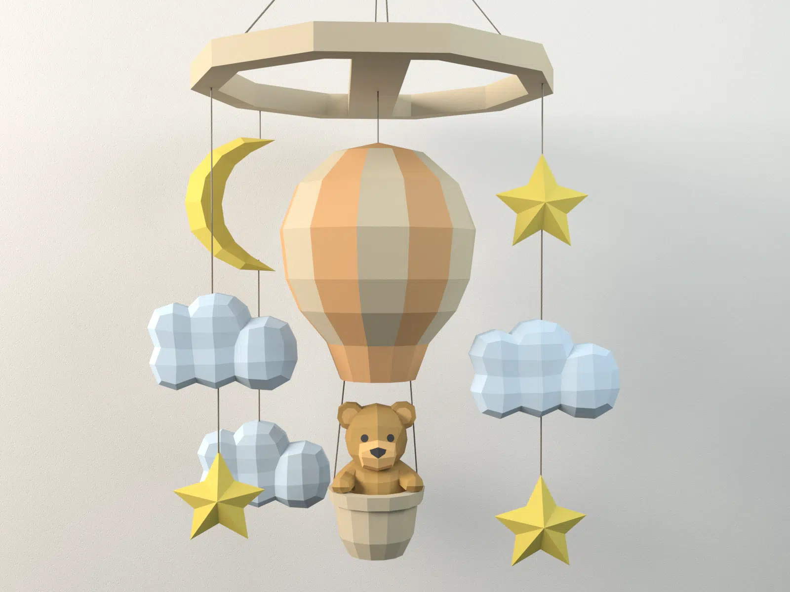 Mobile van babyberen in 3D papercraft, weergave 4