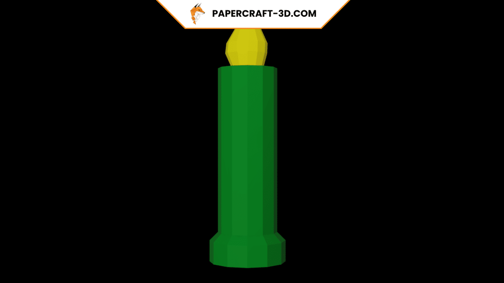 Bougie de Noël rouge et verte en Papercraft 3D