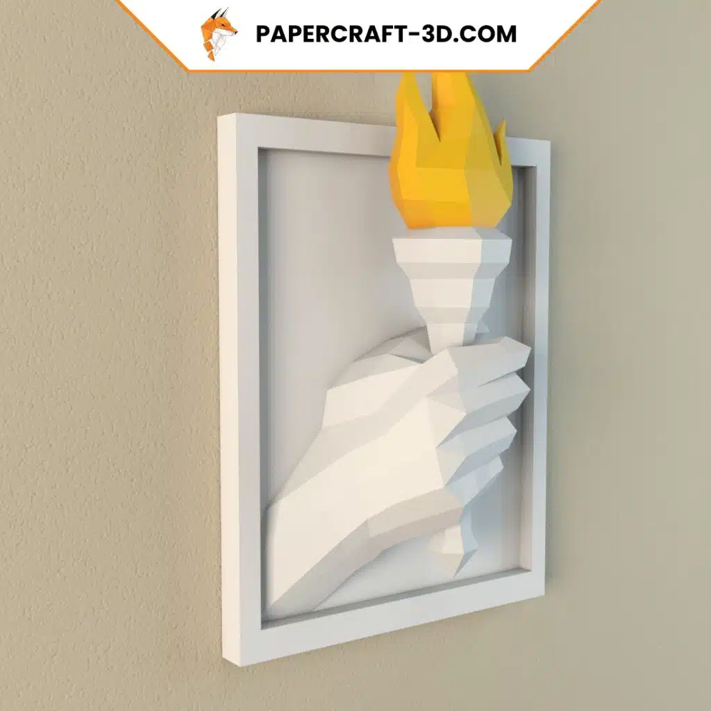 Tableau flamme olympique en papercraft 3D