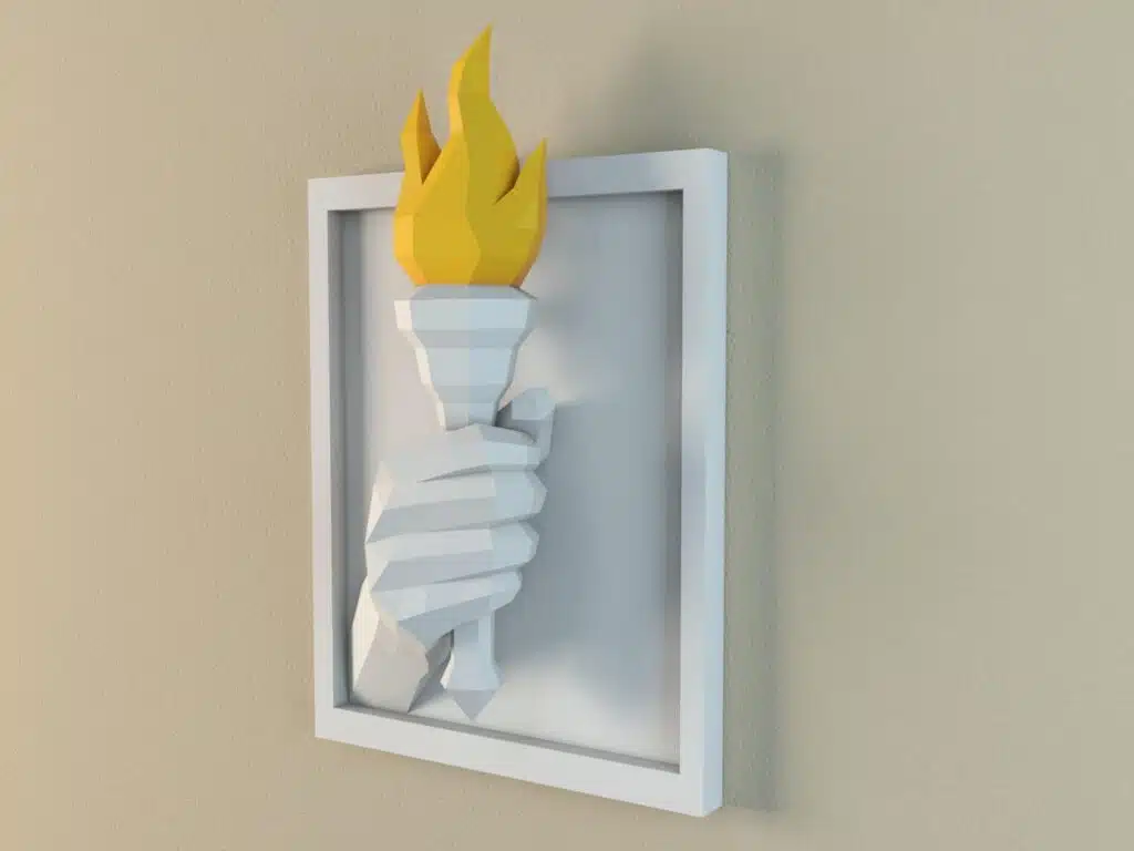 Olympische vlam in papercraft 3D, weergave 4