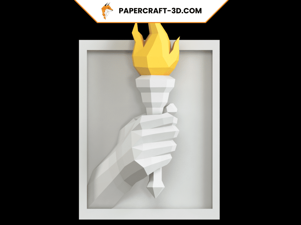 Tableau flamme olympique en papercraft 3D