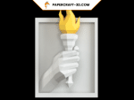 Tableau flamme olympique en papercraft 3D