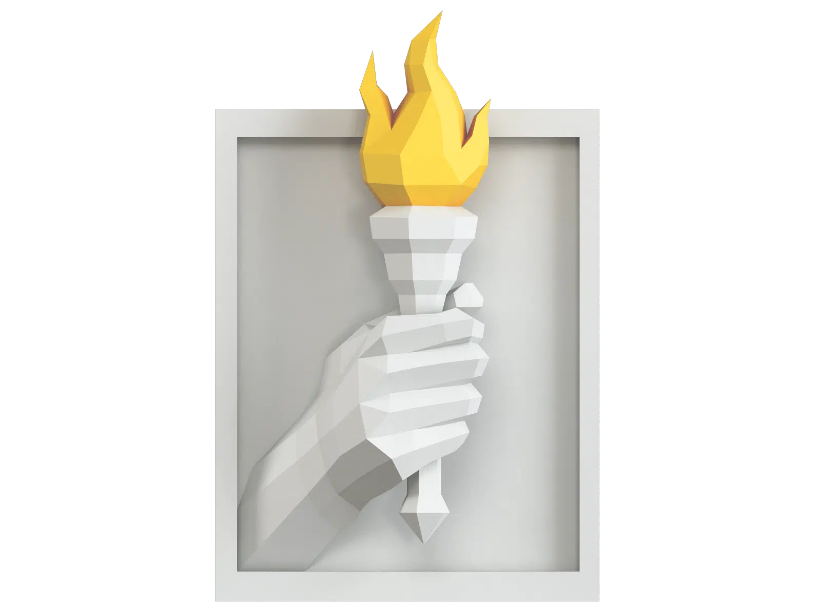 Olympische vlam in papercraft 3D, weergave 4