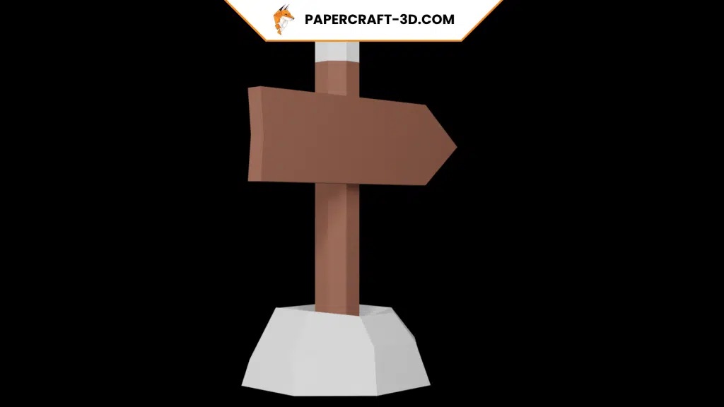 Panneau de direction "Pôle Nord" en Papercraft 3D, vue 3
