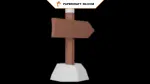 Panneau de direction "Pôle Nord" en Papercraft 3D, vue 3