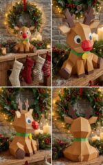 Rena de Natal em papercraft 3D