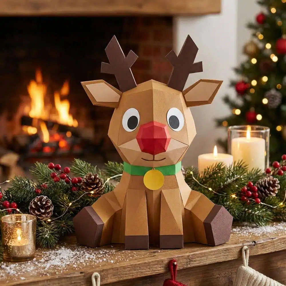 Reno de Navidad en papercraft 3D