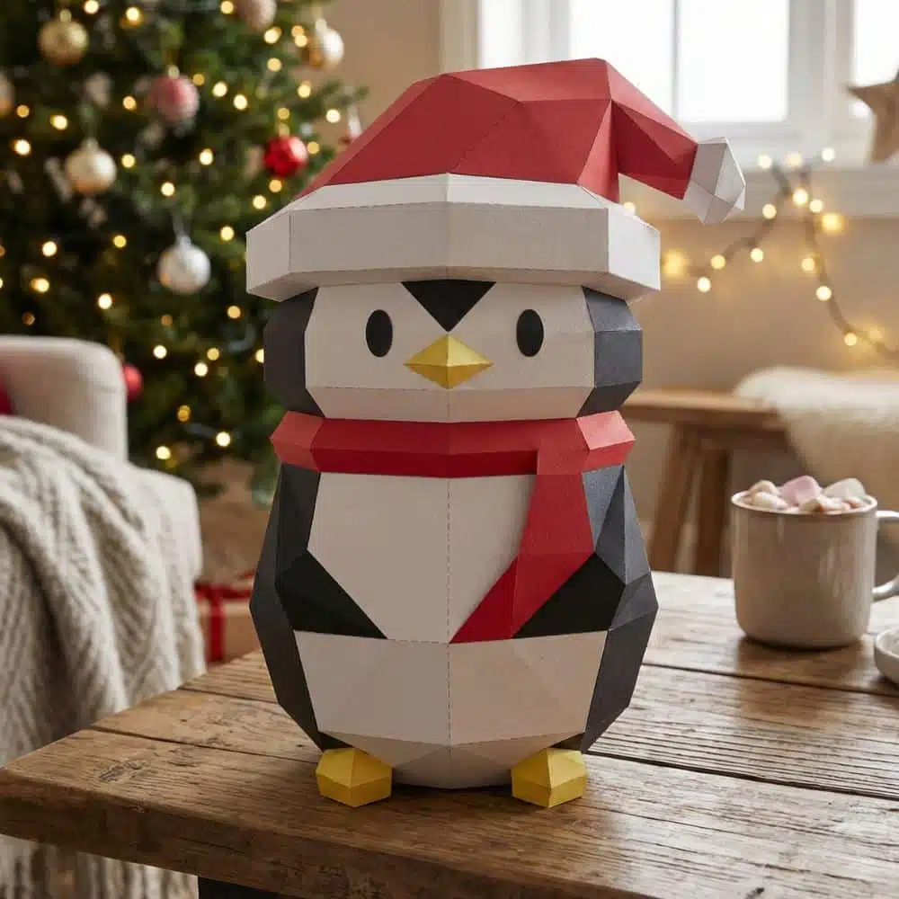 Weihnachts-Pinguin Papercraft 3D