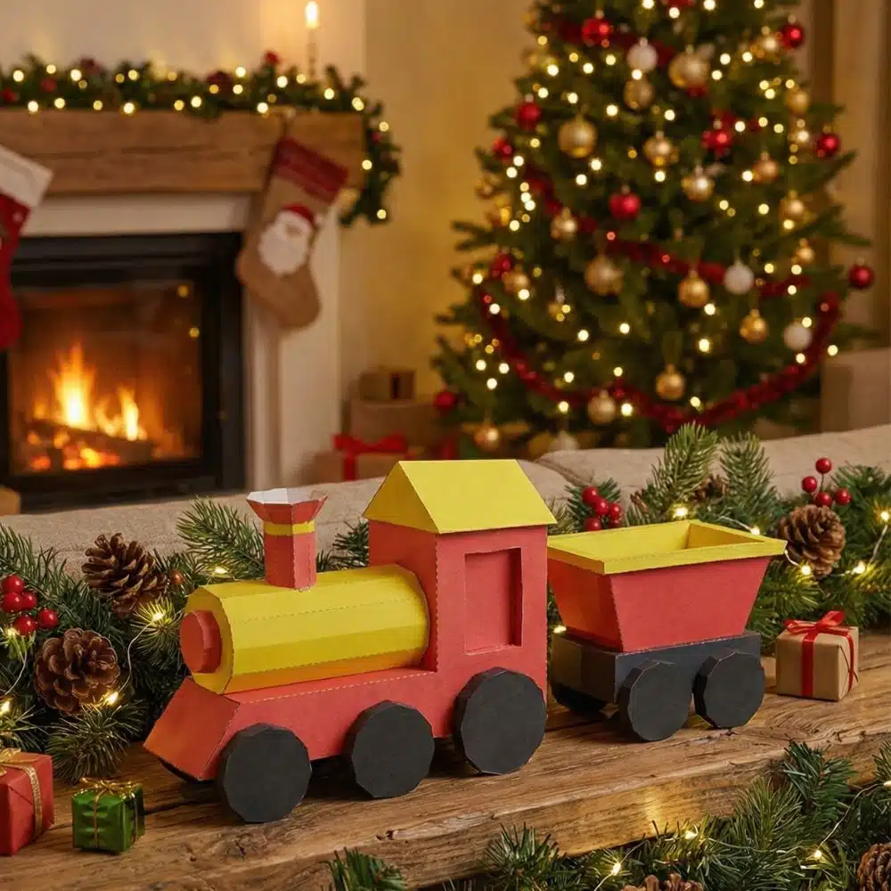 Petit train de Noël en Papercraft 3d