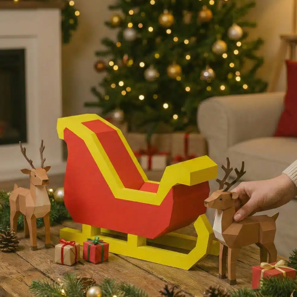 Traineau de Noël en Papercraft 3D