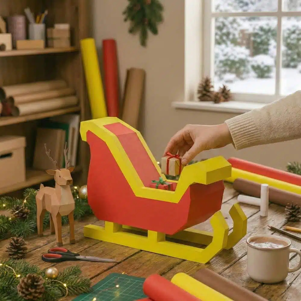 Traineau de Noël en Papercraft 3D