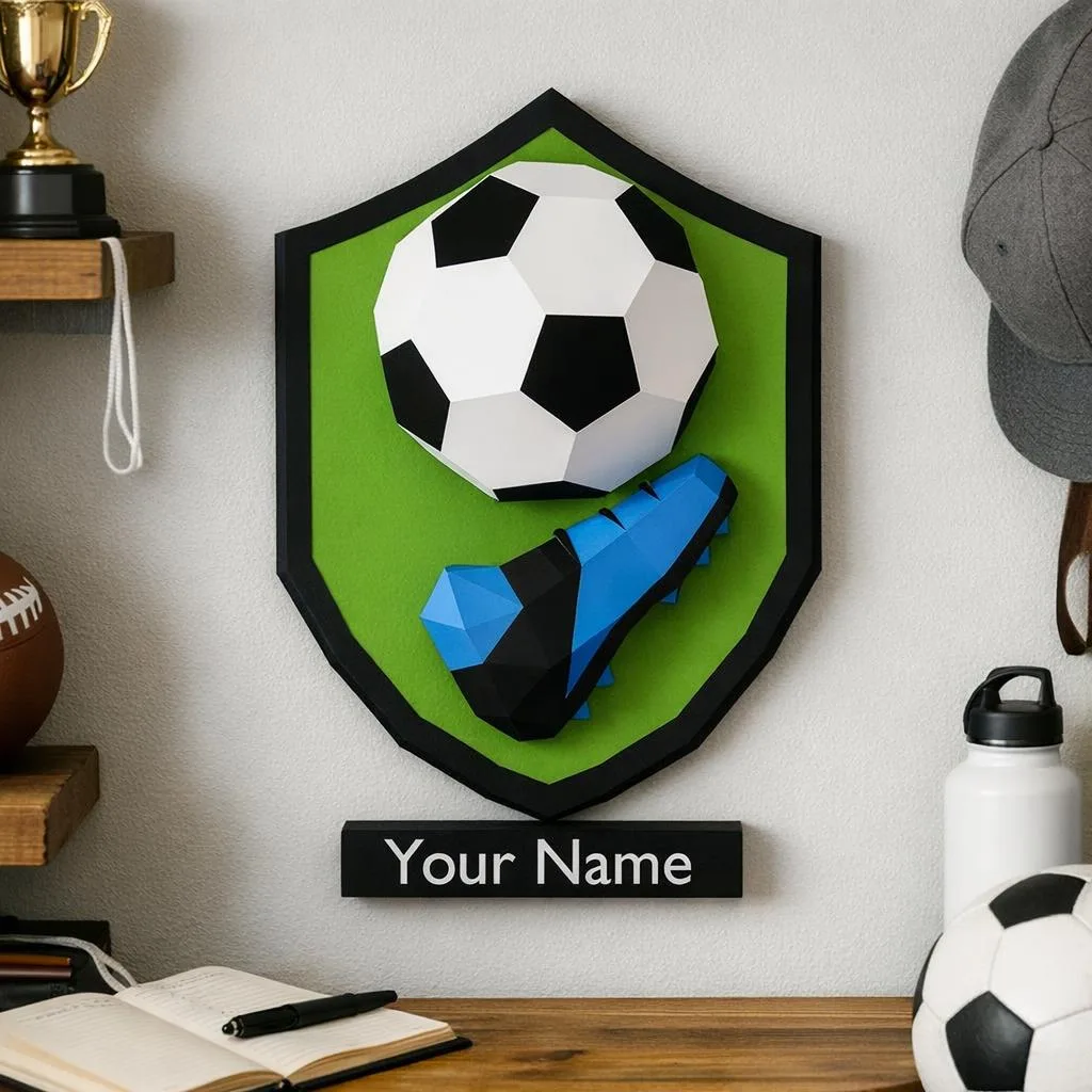 Brasão de futebol em papercraft 3D