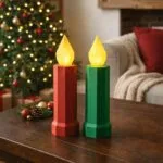 Bougie de Noël rouge et verte en Papercraft 3D