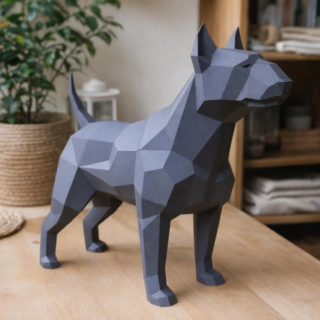 Bullterrier als 3D-Papercraft