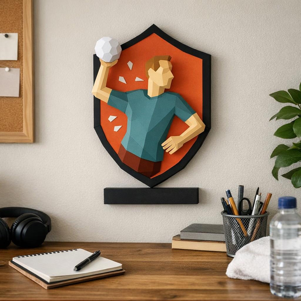 Cadre de handball mural en papercraft 3D